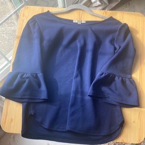 Navy Blue Peplum Sleeve Blouse